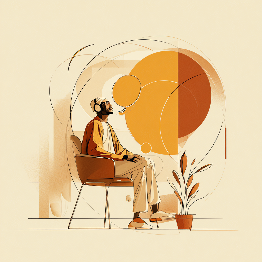 Person speaking with headphones